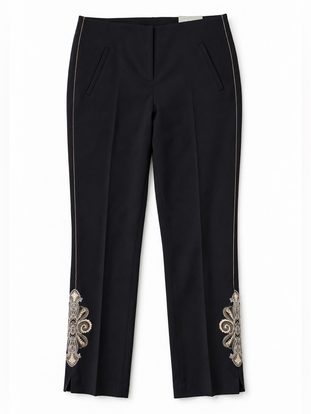 Chico’s So Slimming 360 Juliet Embroidered Slim Ankle Pants Black 1.5T (US 10T)